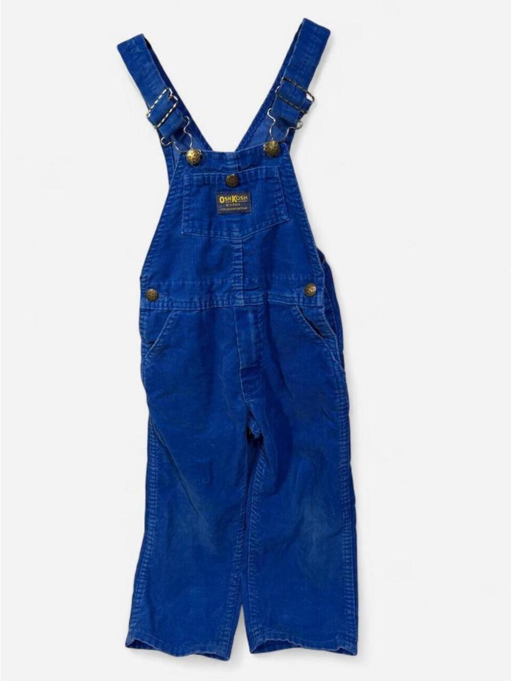 1999 Vintage OshKosh B'gosh Blue Corduroy Overalls 4T